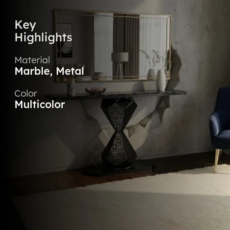 Entryway Metal Console Table with Marble Top - Large media 2