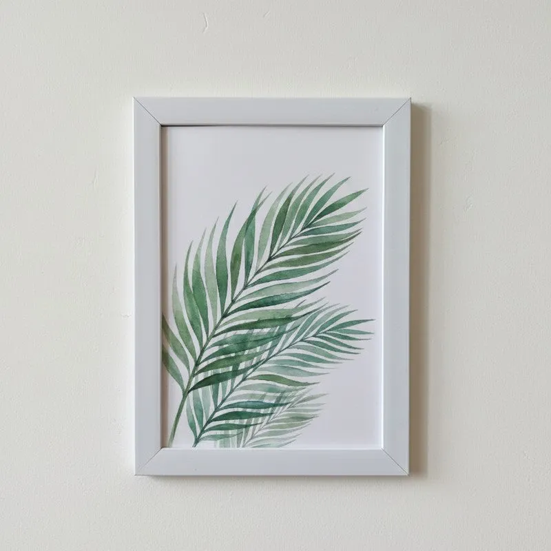 Minimalist Green Botanical Wall Painting With White Frame - Set Of Three media 6