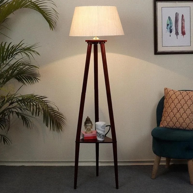 Samphire Floor Lamp With Shelf - White media 1