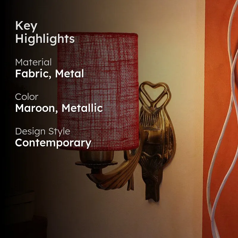 Love Gleam Atva Cylindrical Fabric & Metal Wall Lamp - Maroon media 2