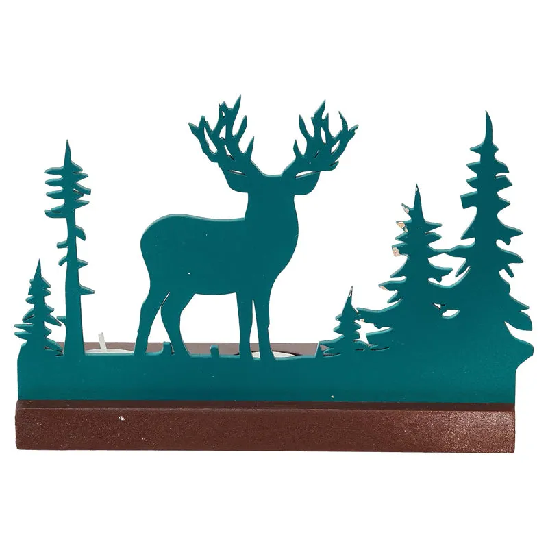 Dasher Wood Christmas Tea Light Holder - Green media 7