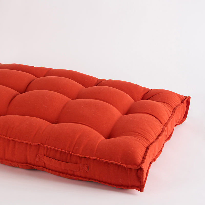 Plushport Solid Cotton Floor Cushion (Rust Brown) - Set Of Two media 3