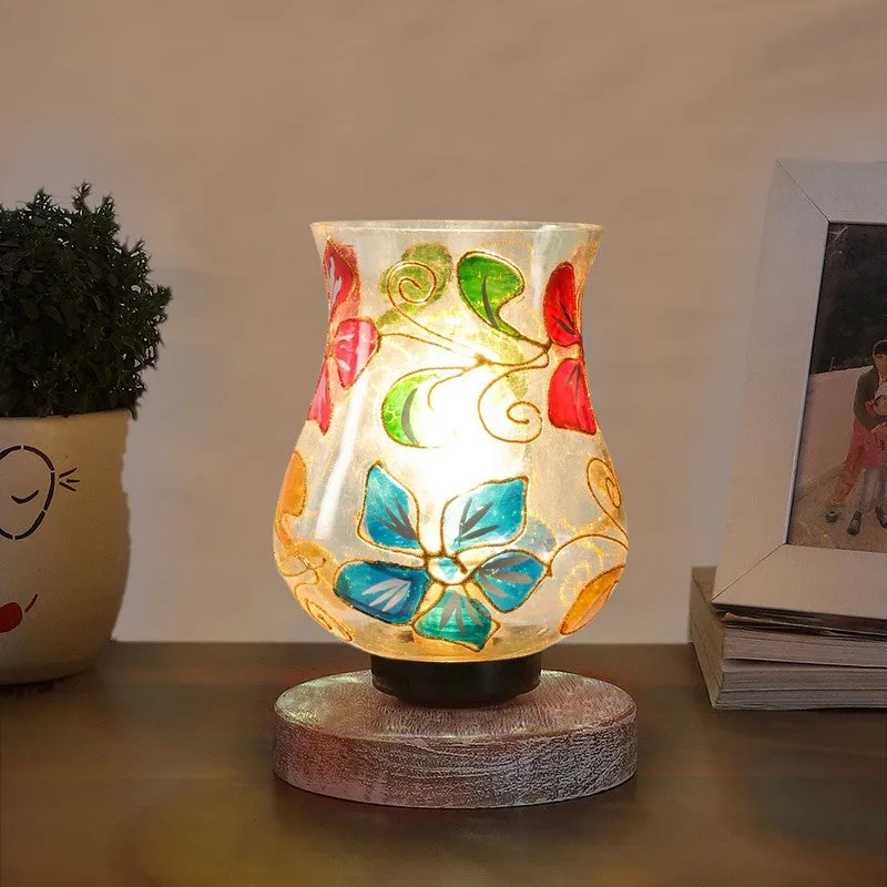 Glimora Mosaic Glass Table Lamp With Wooden Base - Multicolor media 3
