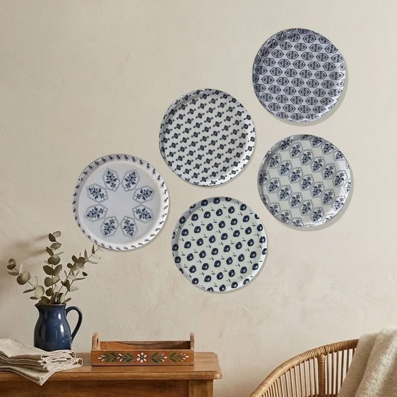 Azure Motif Metal Wall Plates - Set Of Five media 3