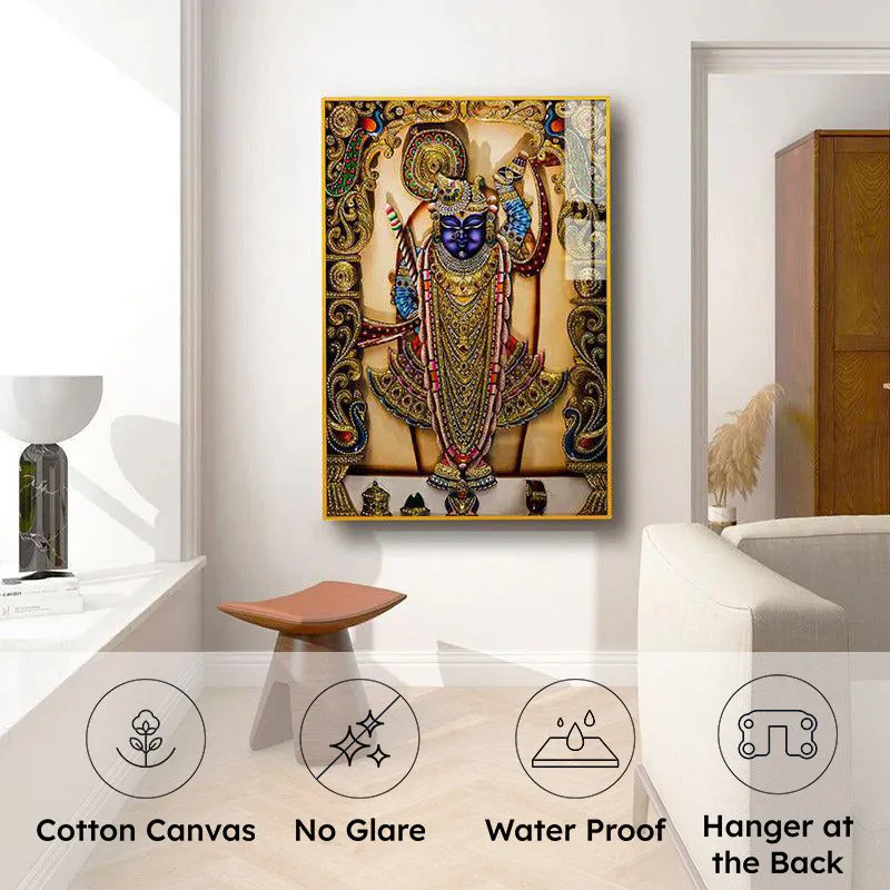 Mukunda Hare Spiritual Canvas Wall Art With Frame - Gold media 6