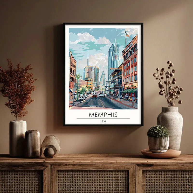 Vintage Memphis Framed Canvas Wall Painting media 3