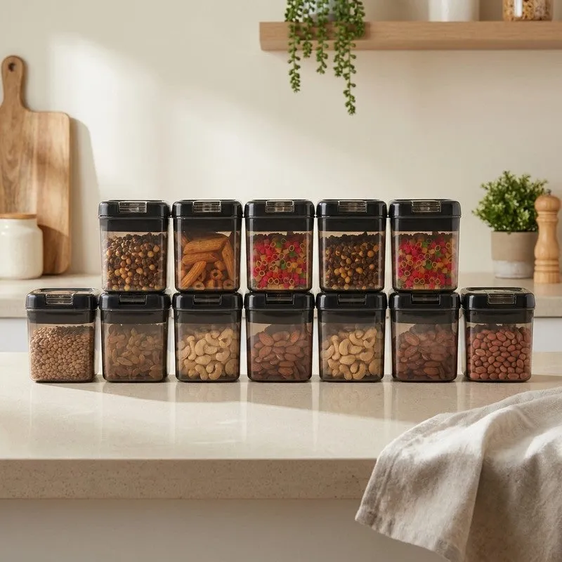 Snaplock Seal Nest Air Tight Container (Black/500 mL Each) - Set of Twelve media 1