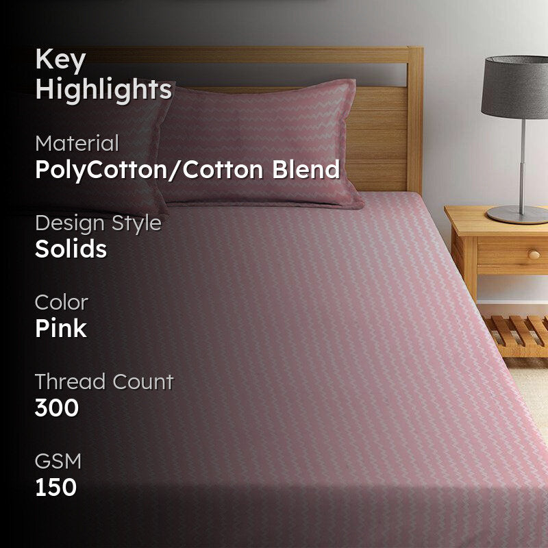 Lora Stripes PolyCotton Bedsheet (Pink) - 150 GSM media 2
