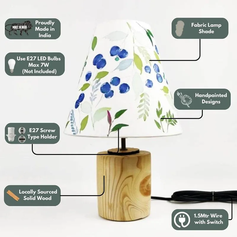 Blue Berry Bath Handpainted Fabric Table Lamp - Multicolor media 4