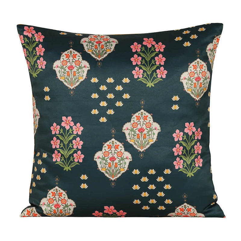 India Circus Floral Frolic Printed Velvet Cushion Cover - Set Of Five media 4