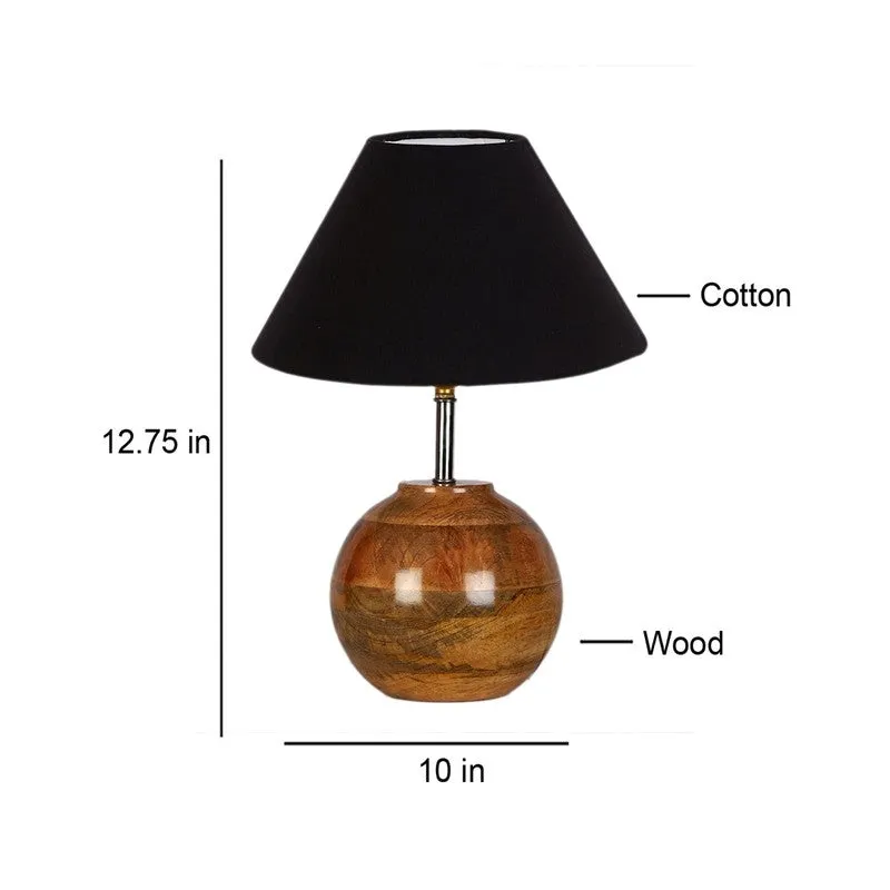 Auryon Cotton Table Lamp With Wooden Base - Black media 7