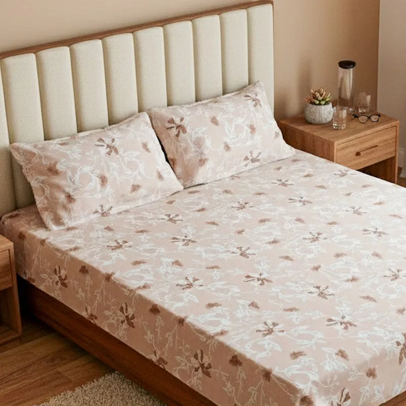 Carmilla Floral Cotton Bedsheet (Brown) - 180 TC media 3