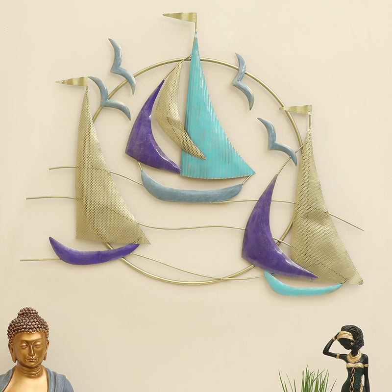 Yacht & Gulls Metal Wall Accent
