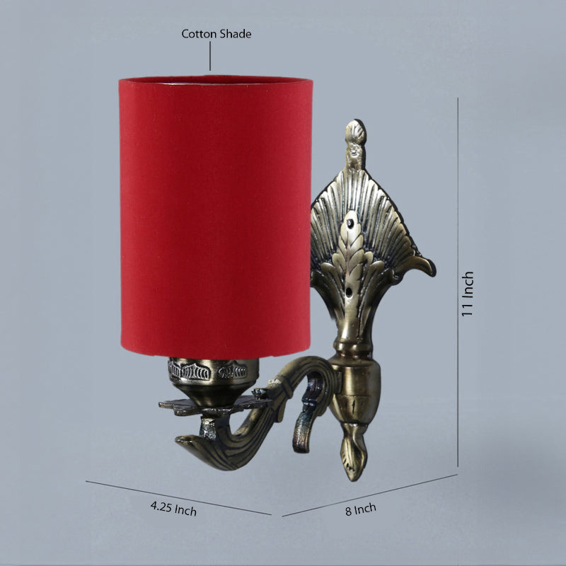 Magda Masique Cylindrical Fabric & Metal Wall Lamp - Red media 4