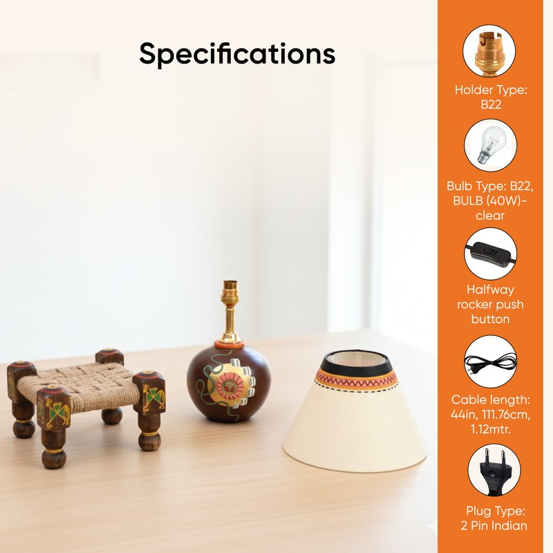 Terracotta Table Lamp With Manji - Multicolor media 9