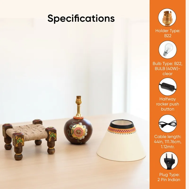 Terracotta Table Lamp With Manji - Multicolor media 9