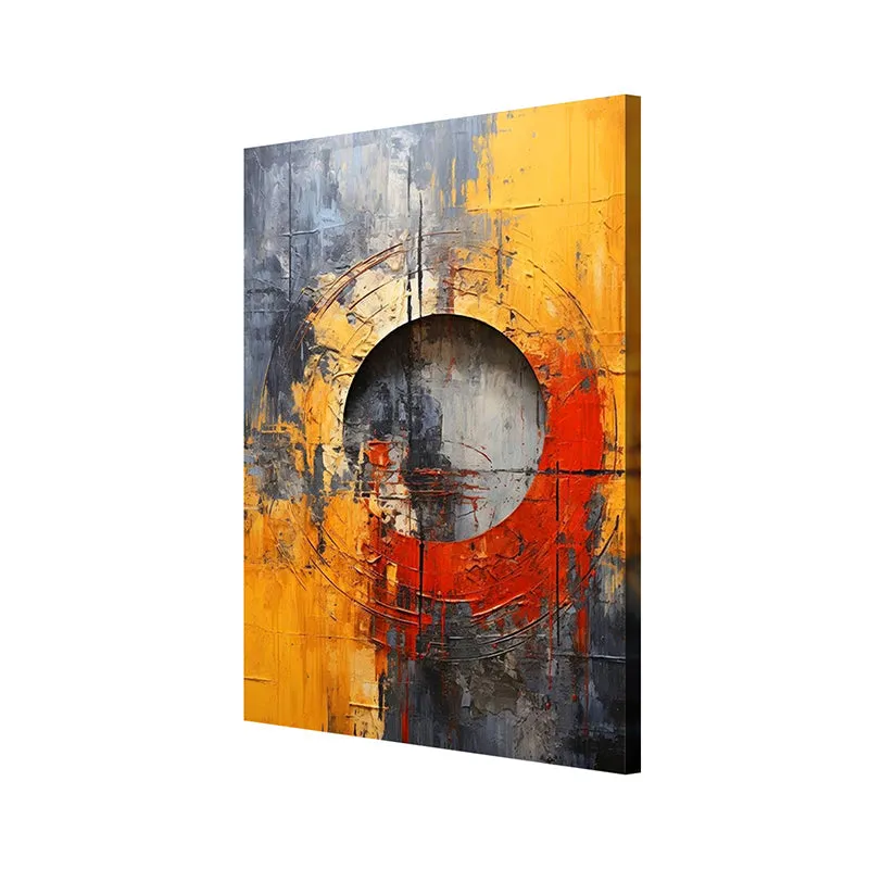 Flamma Cinere Abstract Poly Canvas Wall Painting - Grey & Yellow media 5