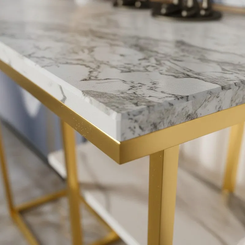 Sophisticated Metal Console Table with Marble Top - Medium media 3