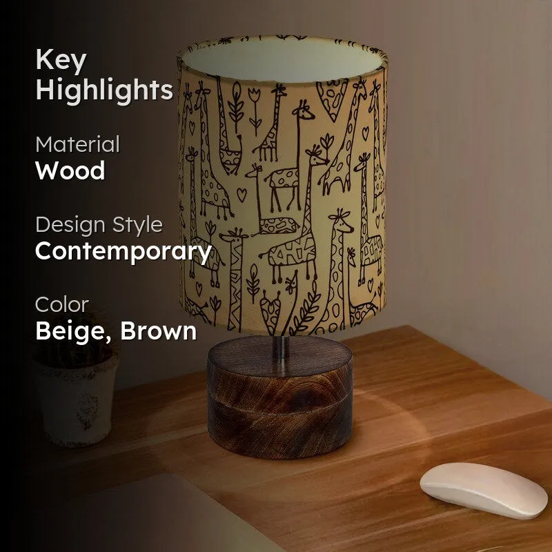 CelestiGlow Chic Wooden Table Lamp - Beige,Brown media 2