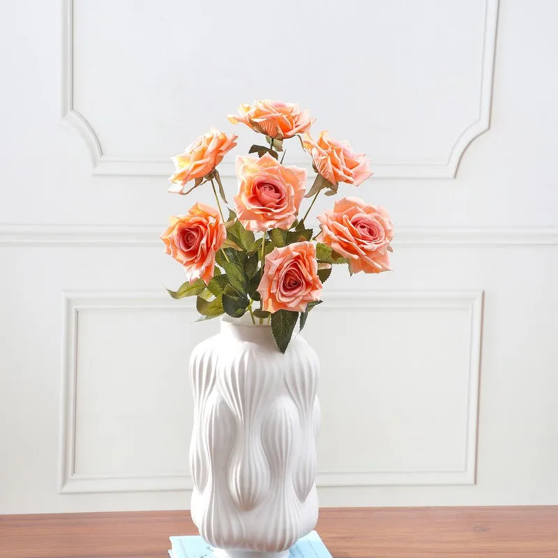 Floraura Rose Fabric Artificial Flower - Peach media 3