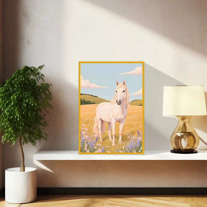 Gazing Horse Wall Art with Gold Frame media 1