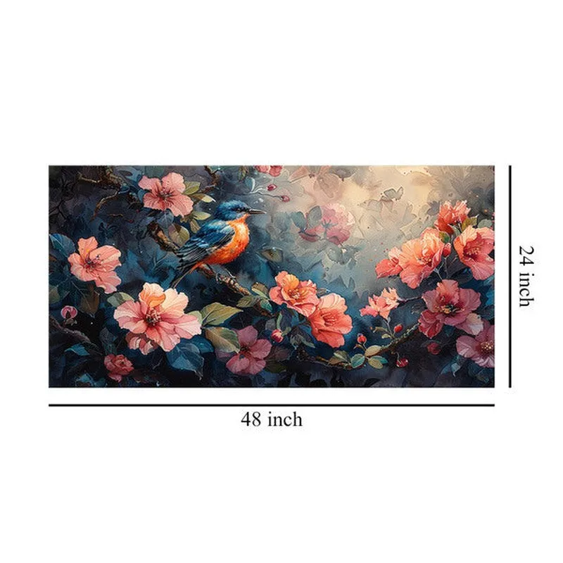 Spirited Floral And Bird Wall Painting media 8