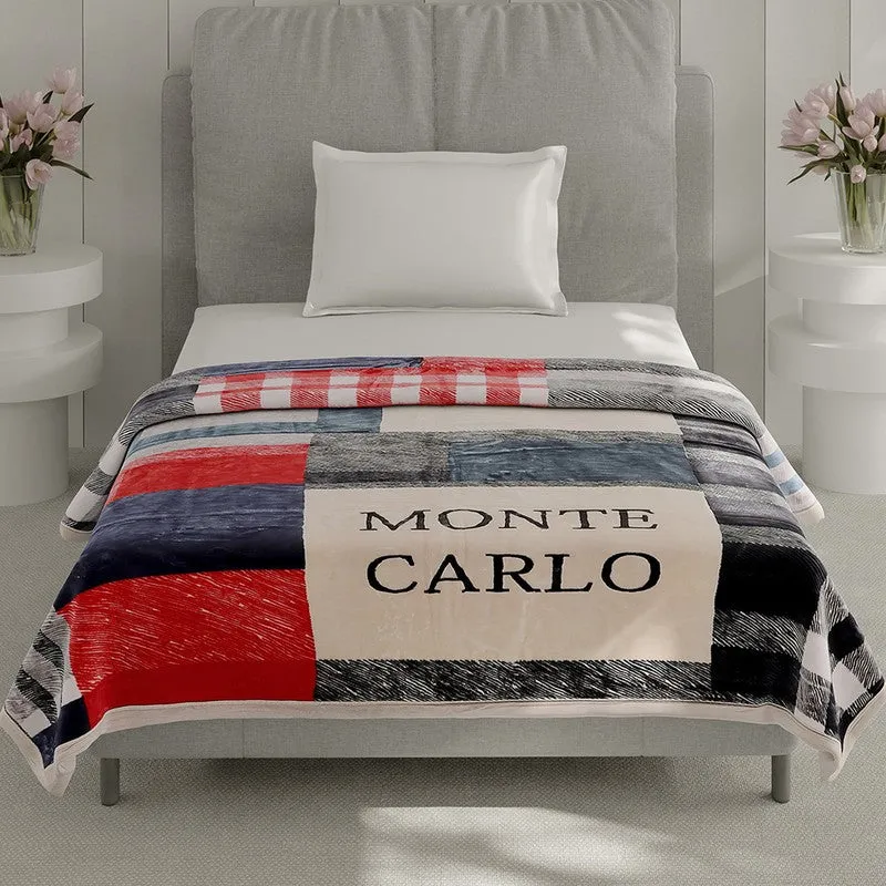 Monte Carlo Urban Color Block Blanket (Red,Grey) - 597 GSM media 3