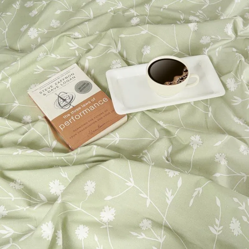 Swayam Myra Floral Cotton Bedsheet (Green) - 200 TC media 4