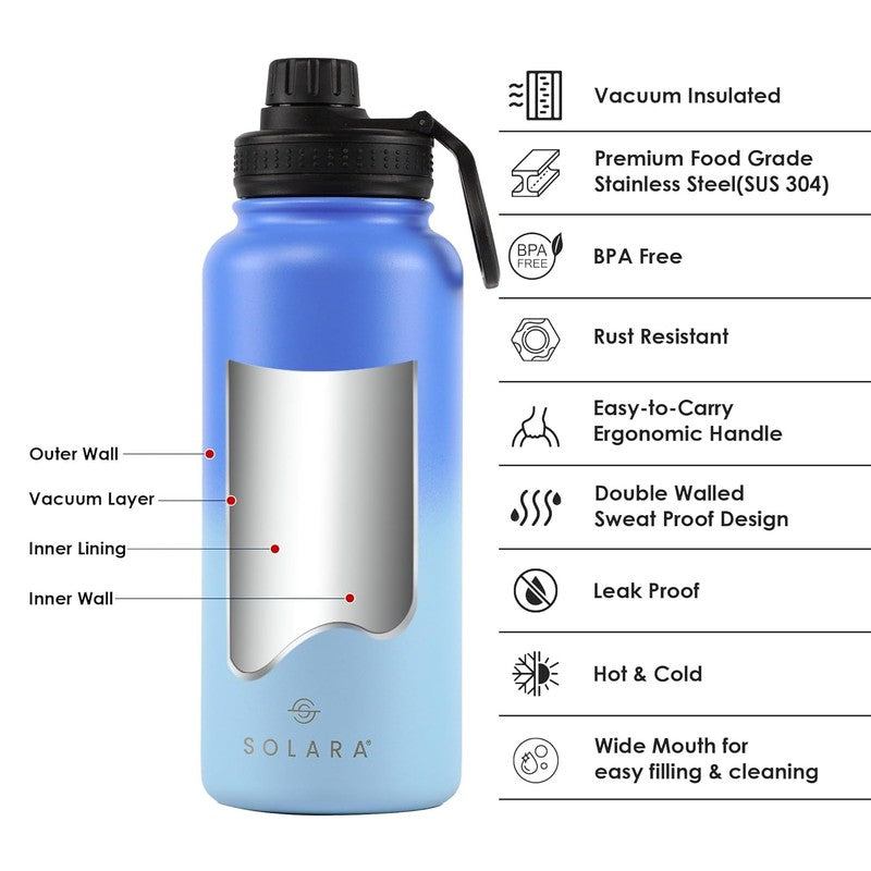 Solara Insulated Stainless Steel Bottle (1000 mL) - Blue media 4