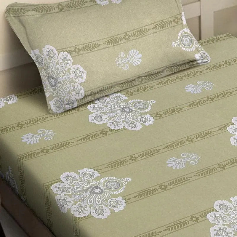Vidushi Printed Cotton Bedsheet (Green) - 200 TC media 3