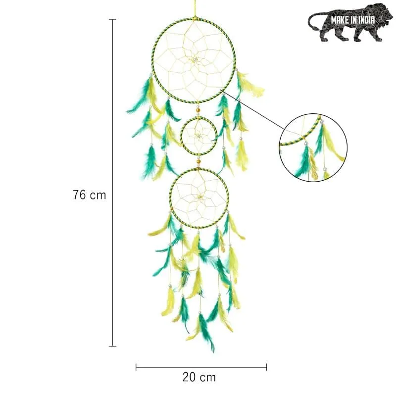Amazo Feather Dreamcatcher With Light - Yellow & Green media 5