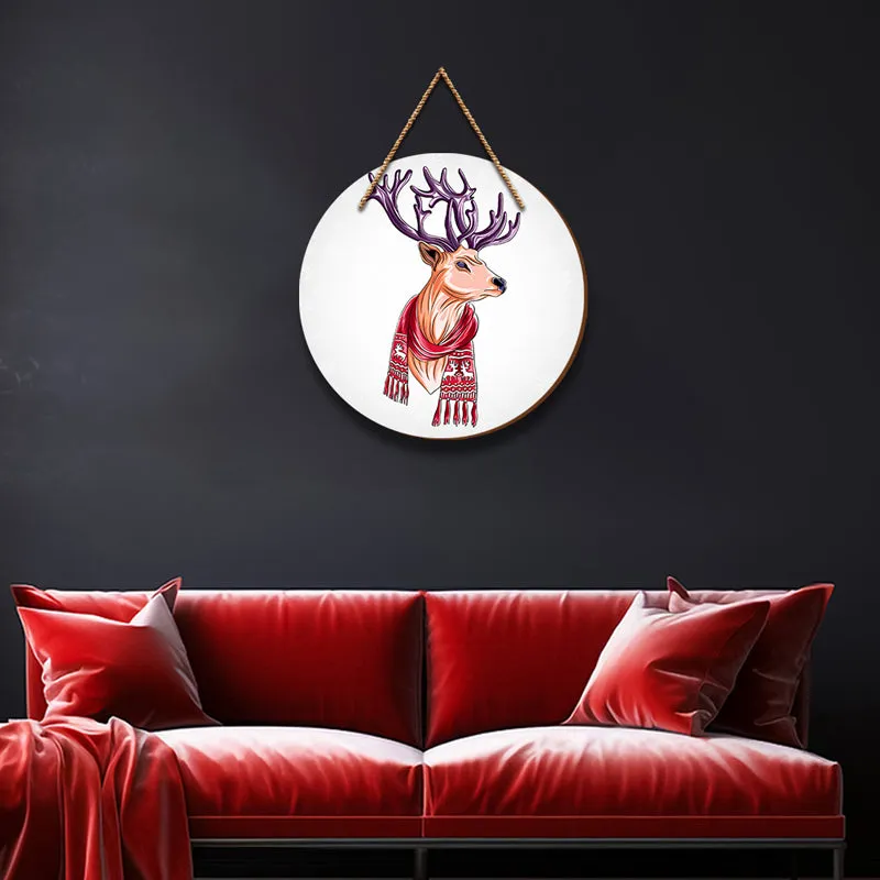 Rudolf In A Scarf Christmas Wood MDF Wall Hanging media 4