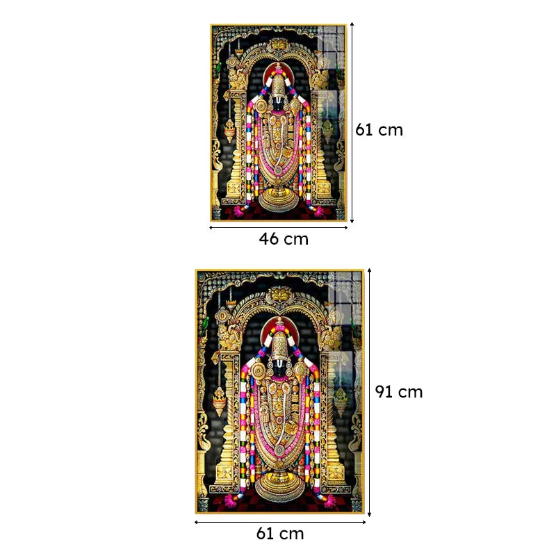 Sri Tirupati Balaji Spiritual Canvas Wall Art With Frame - Gold media 7