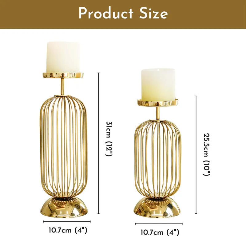 Aurin Metal Candle Holder - Set Of Two media 9