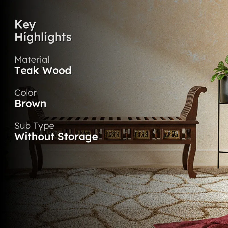 Myla Teak Wood Ottoman media 2