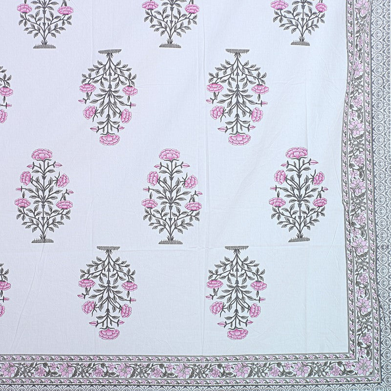 ShahiGuldaan Handblock Printed Cotton Bedsheet (Pink) - 400 TC media 8