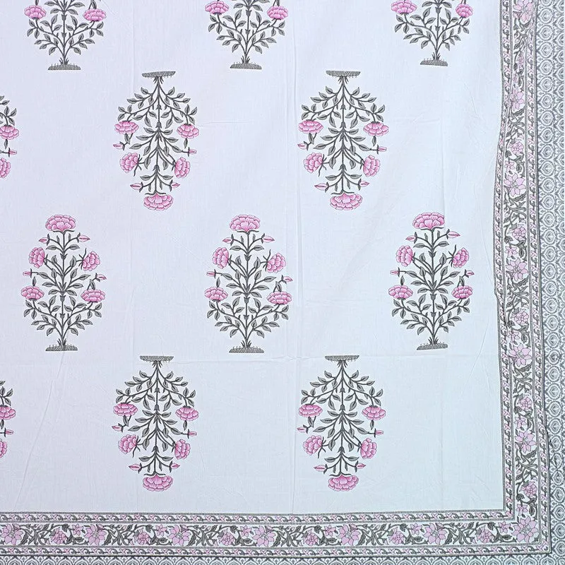ShahiGuldaan Handblock Printed Cotton Bedsheet (Pink) - 400 TC media 8