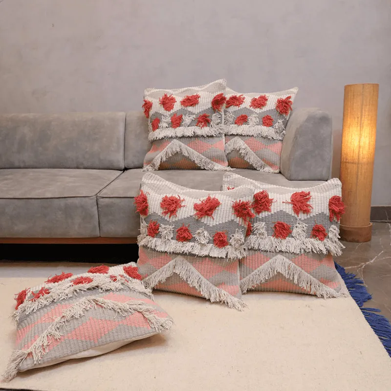 Button Bubble Tufted Cushion Cover (Multicolor) - Set Of Five media 1