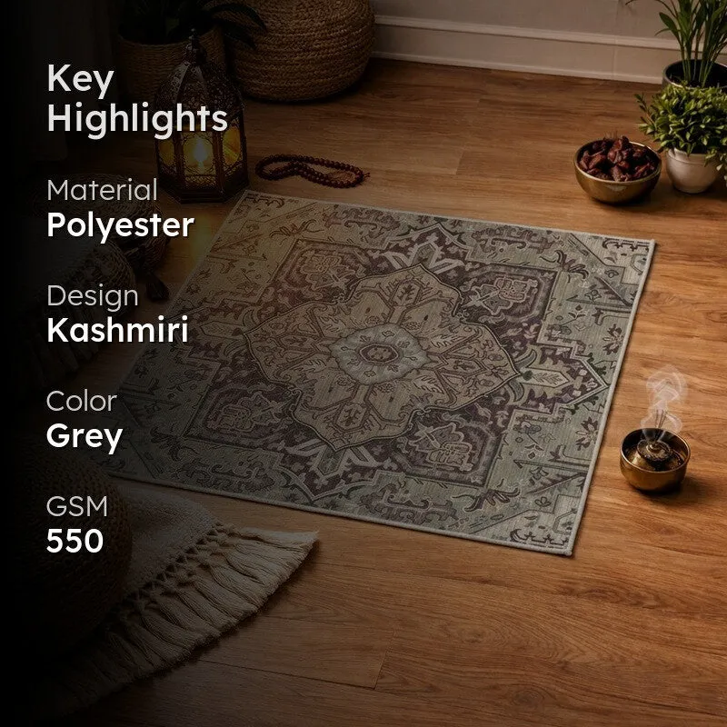 Mehrab Royal Prayer Mat (Black,Grey) - 550 GSM media 2