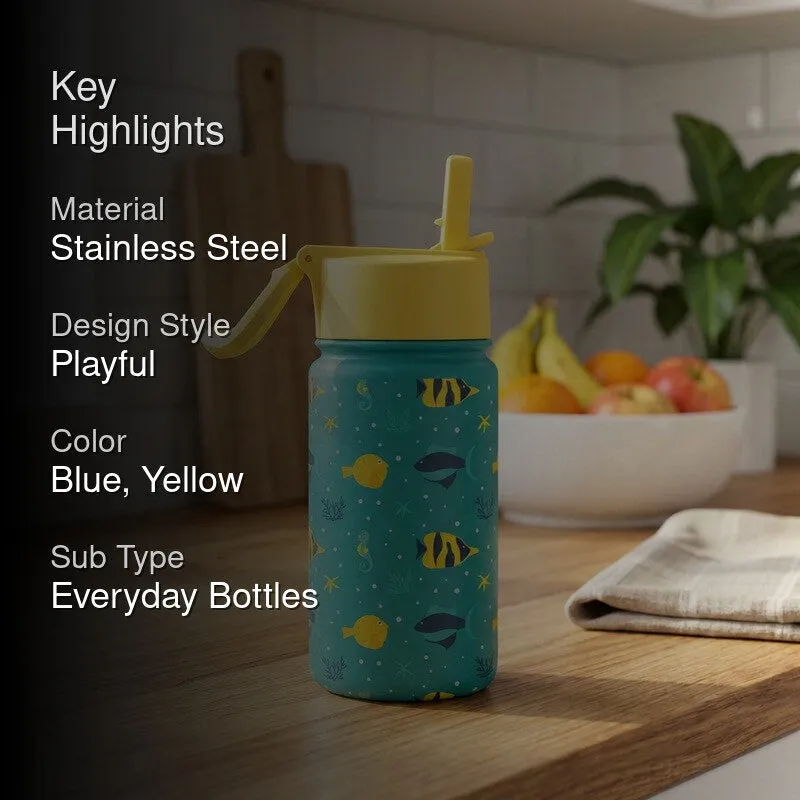 Solara Insulated Stainless Steel Bottle (450 mL) - Blue,Yellow media 2