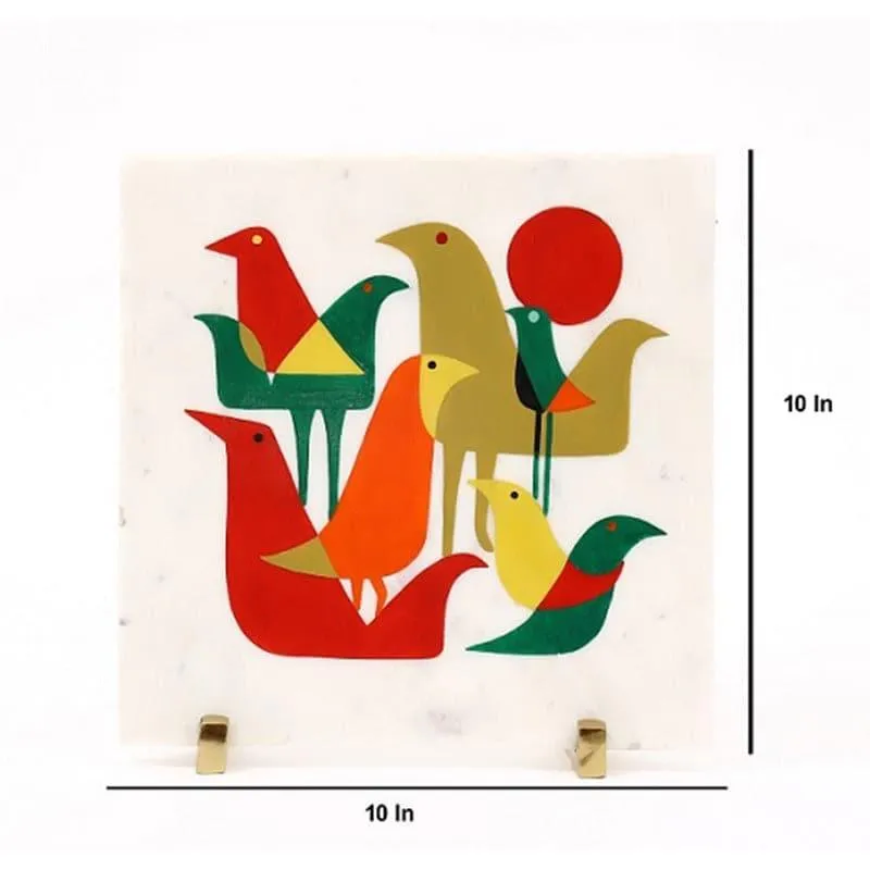 Bird Paradise Hand Painted Marble Showpiece media 4