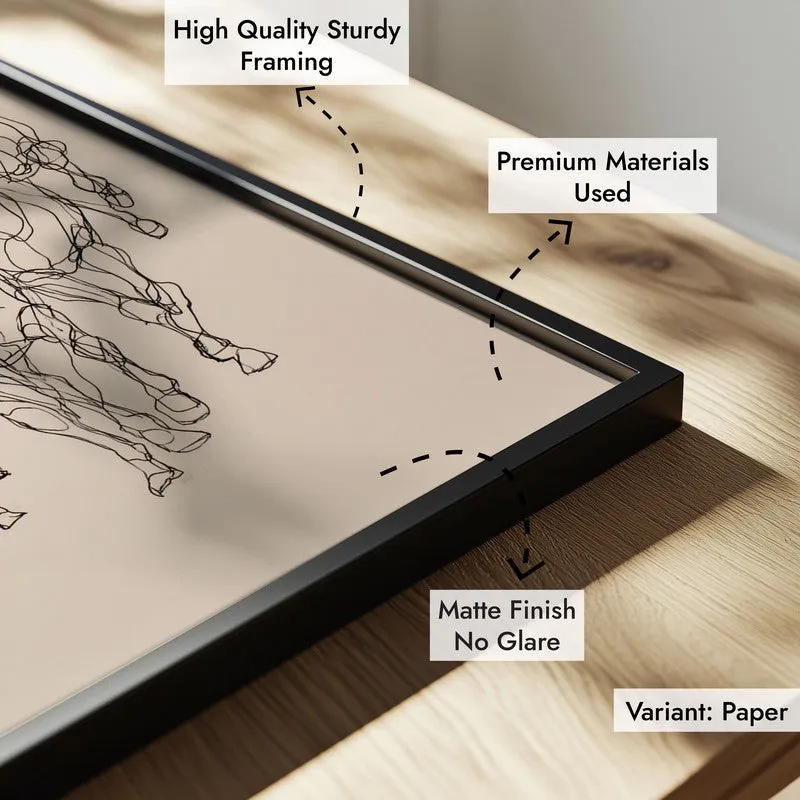 Graceful Horse Lines Wall Painting With Black Frame media 9