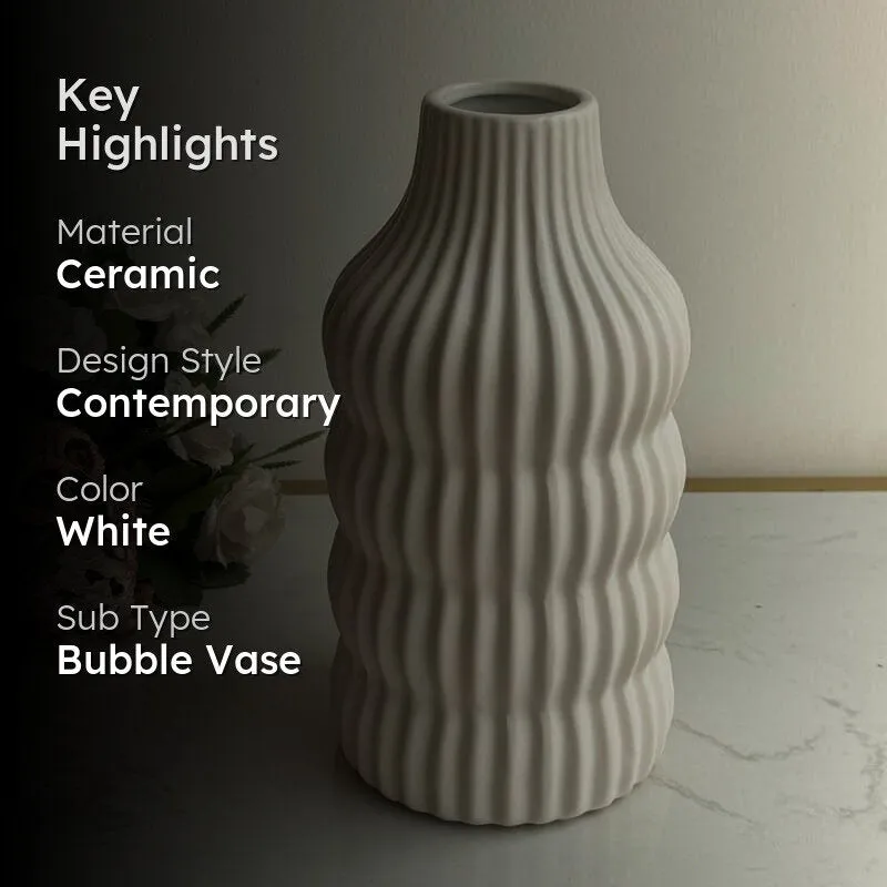 Gaama Ceramic Vase - White media 2