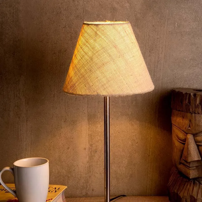 Classy White Fabric Table Lamp - Beige media 1
