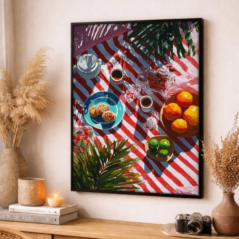 Sunny Table Canvas Wall Painting - Black Frame media 3