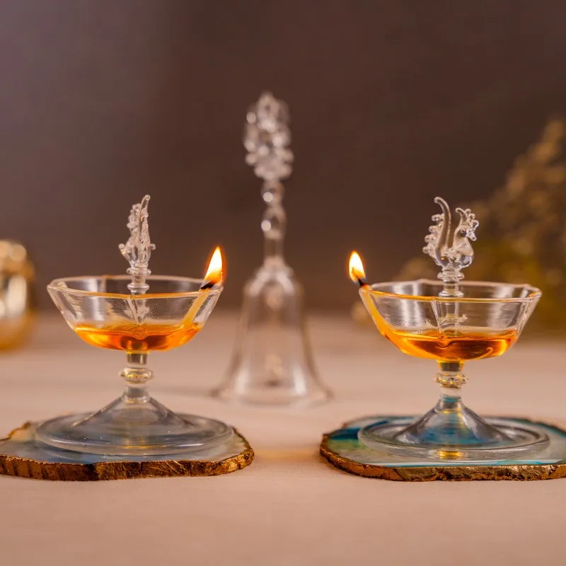 Lumina Glass Diya - Set Of Two media 5