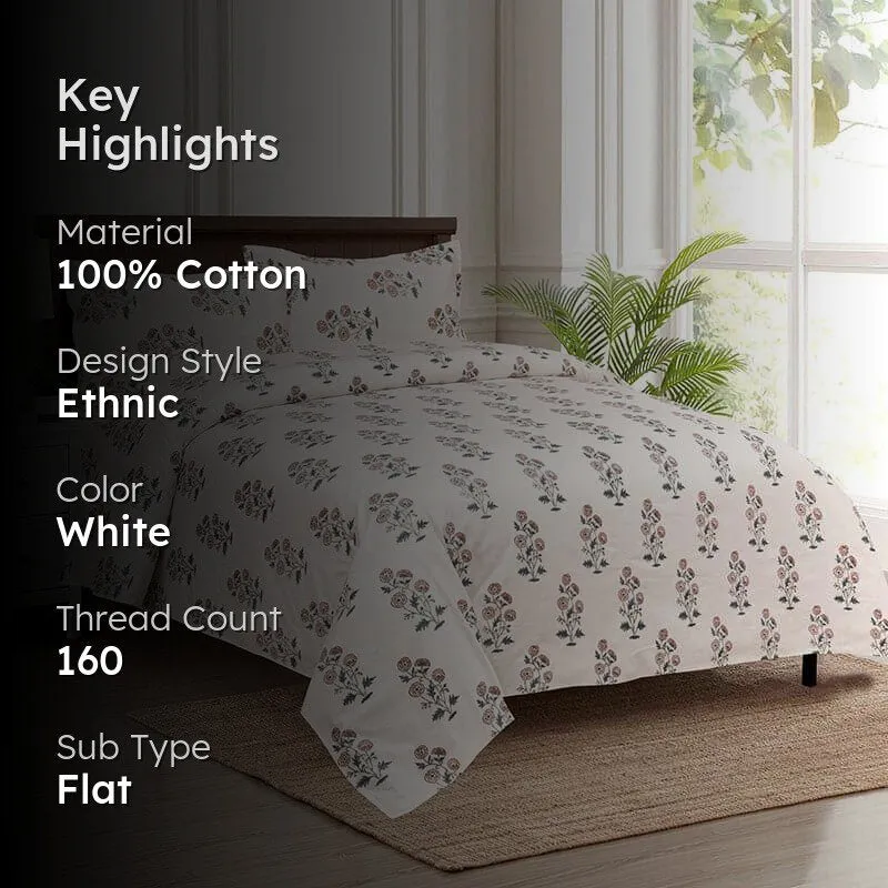 Tamiksha Printed Cotton Bedsheet (Brown) - 160 TC media 2