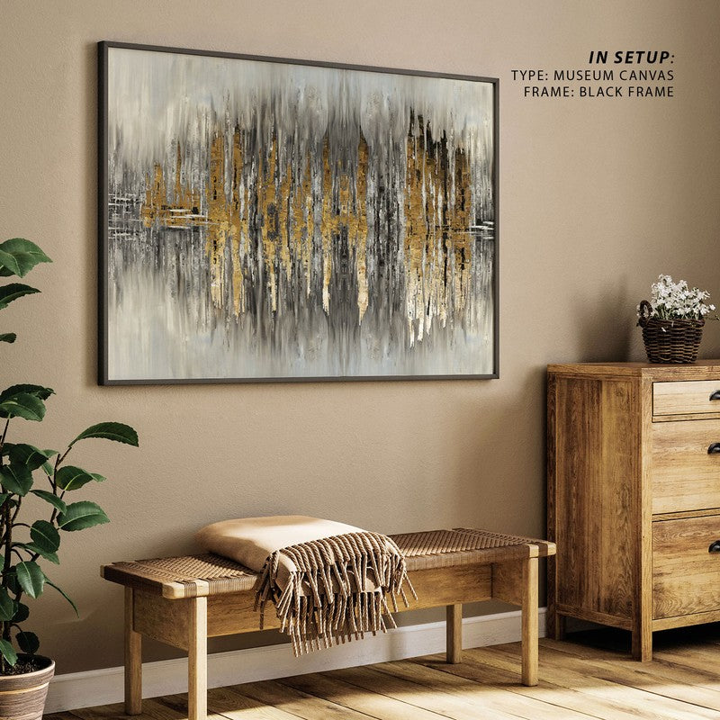 Golden Abstract Landscape Canvas Wall Painting - Black Frame media 5