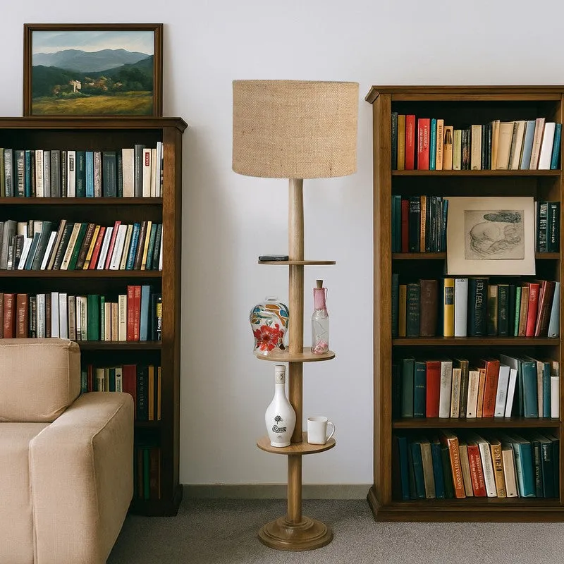 LumiCrate Tower Wooden Floor Lamp - Beige media 3
