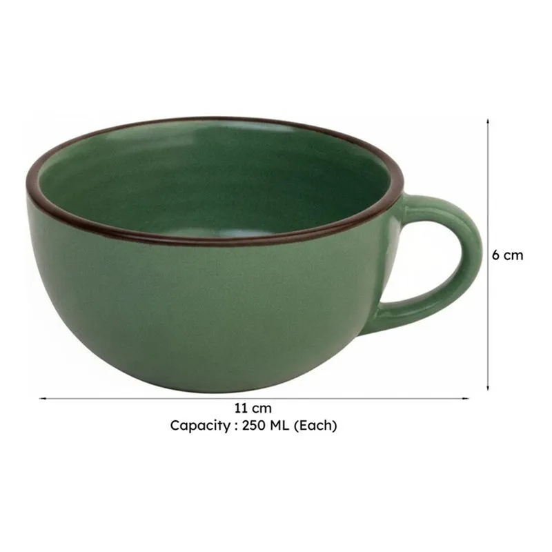 Cuddle Ceramic Tea Cup (250 mL Each),Green) - Set Of Six media 8